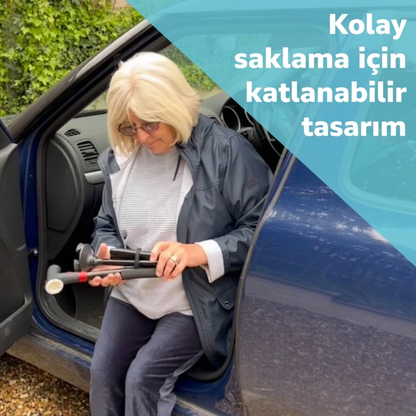 Vitastep Akıllı Baston - Katlanabilir, Işıklı, Alarmlı, Çift Tutamaklı ve 4 Ayaklı Denge Bastonu