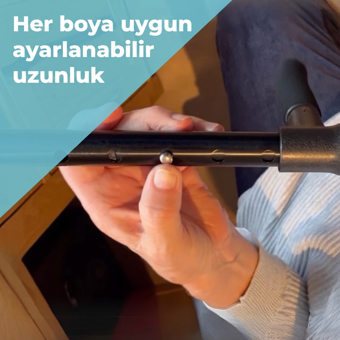 Vitastep Akıllı Baston - Katlanabilir, Işıklı, Alarmlı, Çift Tutamaklı ve 4 Ayaklı Denge Bastonu