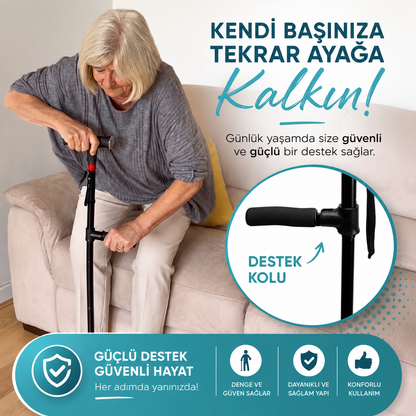 Vitastep Akıllı Baston - Katlanabilir, Işıklı, Alarmlı, Çift Tutamaklı ve 4 Ayaklı Denge Bastonu