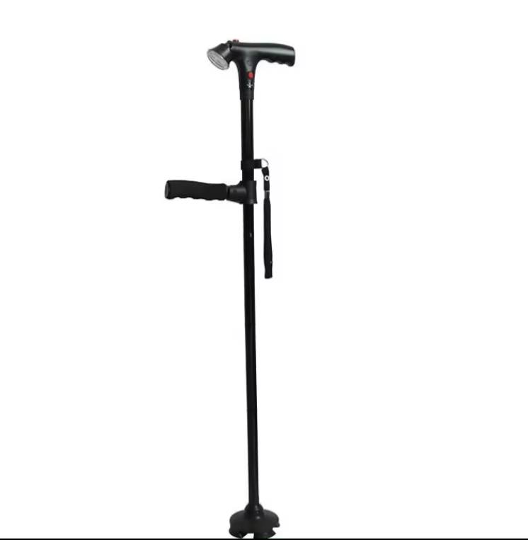 Vitastep Akıllı Baston - Katlanabilir, Işıklı, Alarmlı, Çift Tutamaklı ve 4 Ayaklı Denge Bastonu